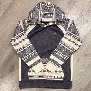 Hooey Black and Cream Patterned Hoodie